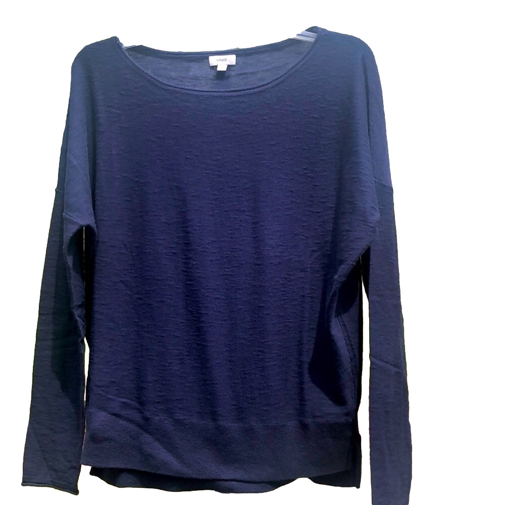 VINCE COTTON SWEATER SMALL NAVY BLUE Pit to Pit 24 3/4” EXCELLENT Condition